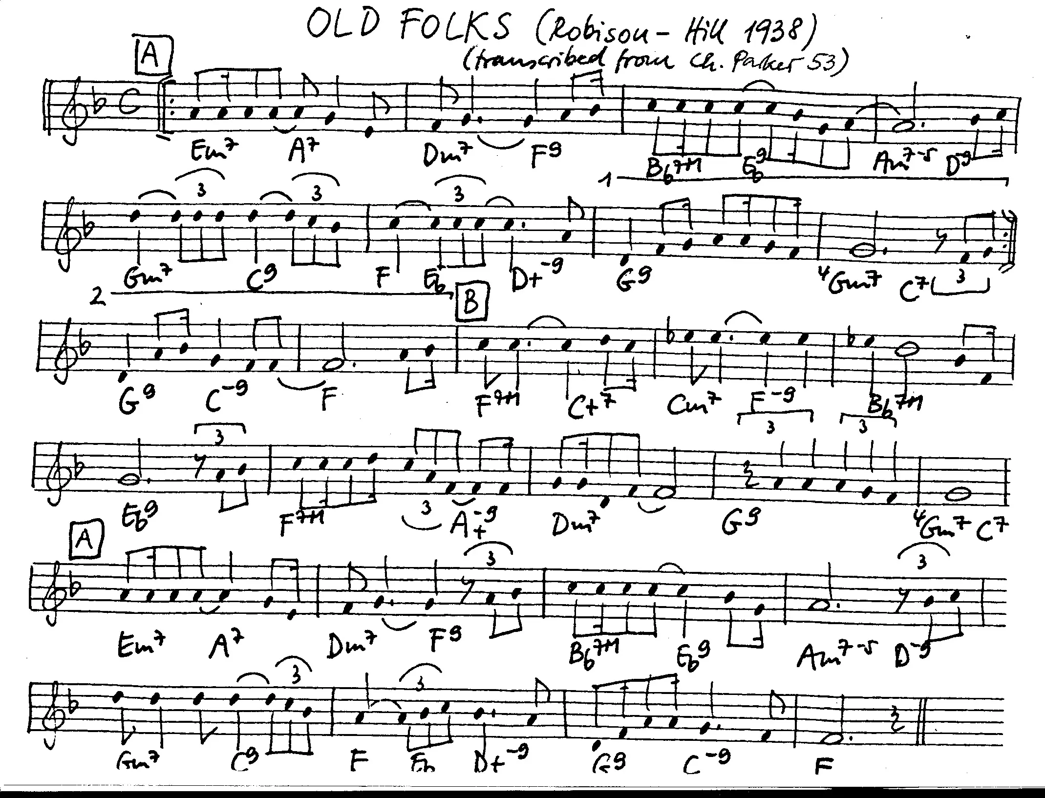 old folks free jazz leadsheet - Courtesy of the Jungle Jazz Band